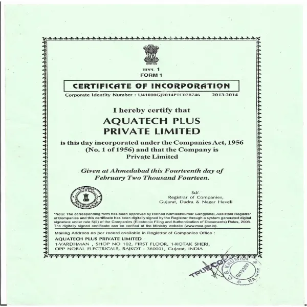 Certificate of Incorporation