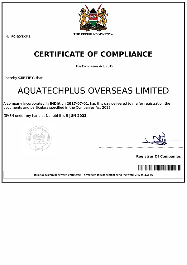Certificates of Compliance - Nairobi
