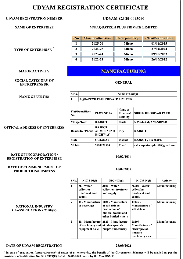 Udyam Registration Certificate